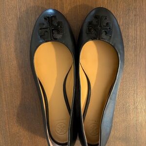 Tory Burch Black Lowell 2 leather ballet flat mestico size 8